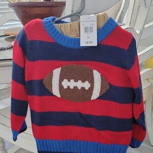 Red and Blue Striped Kids Football Sweater